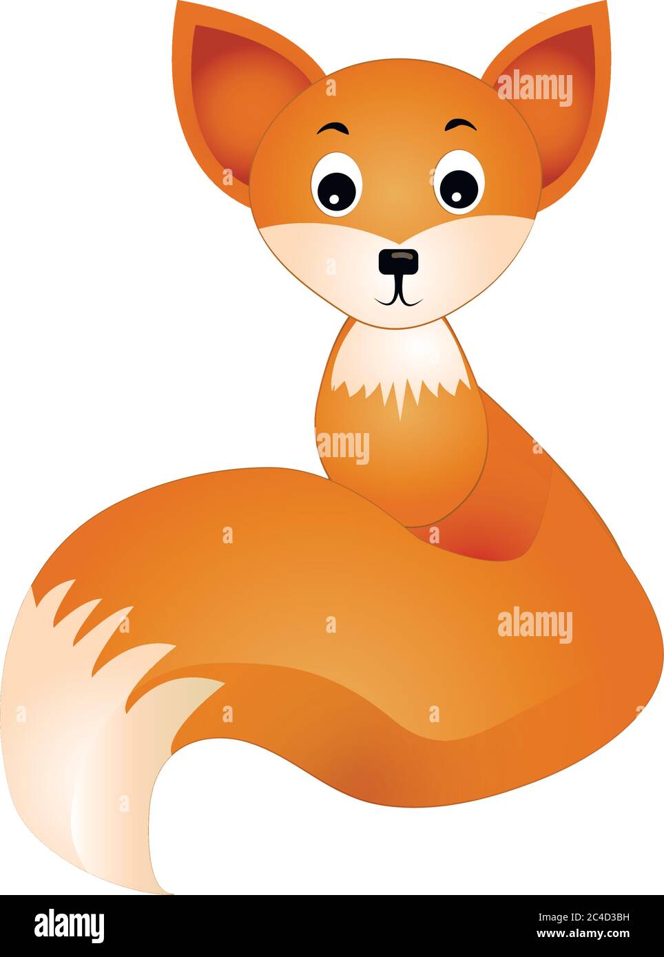Vector illustration of Fox isolated on white background. Stock Vector