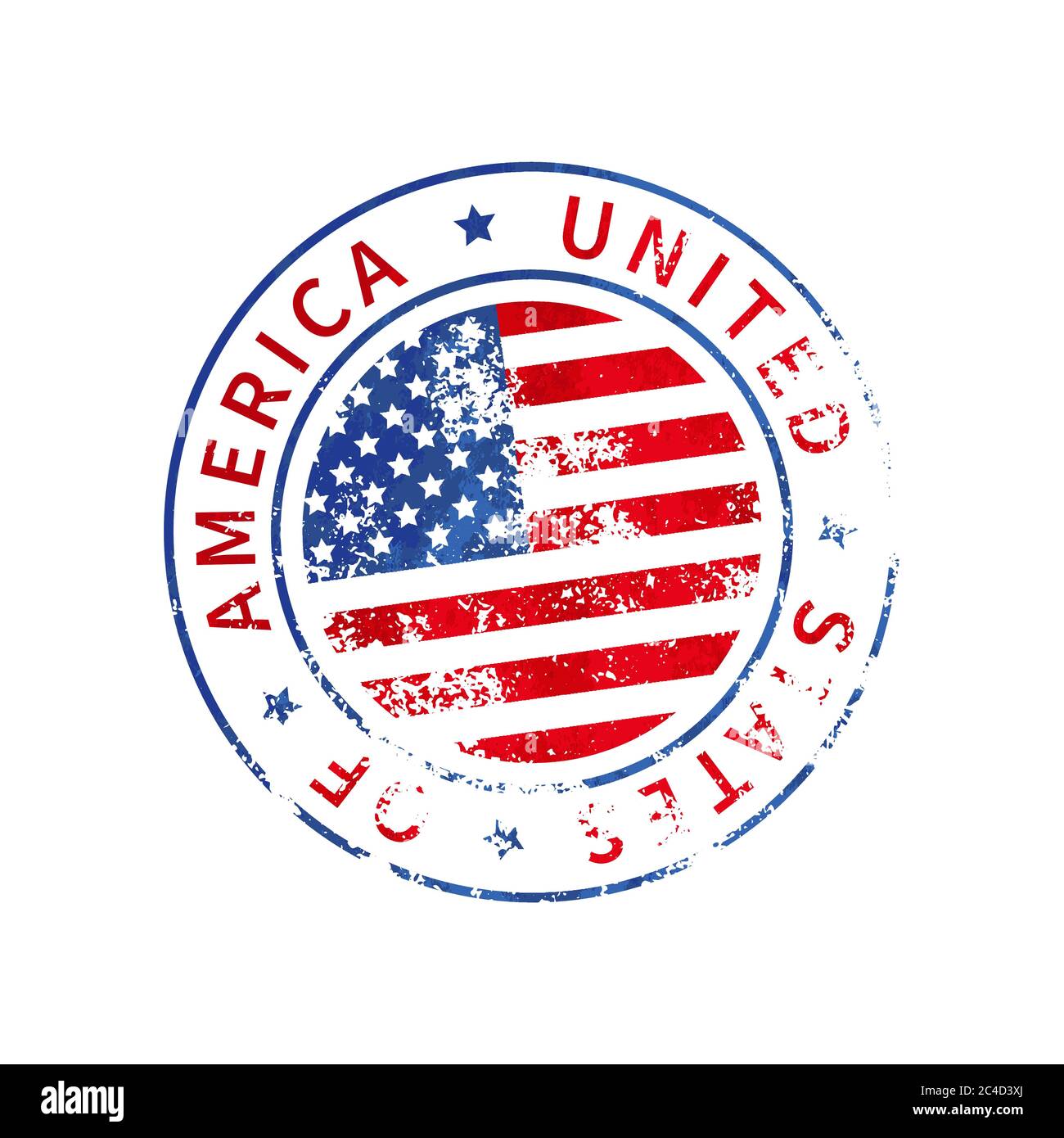 USA sign, vintage grunge imprint with flag on white Stock Vector Image
