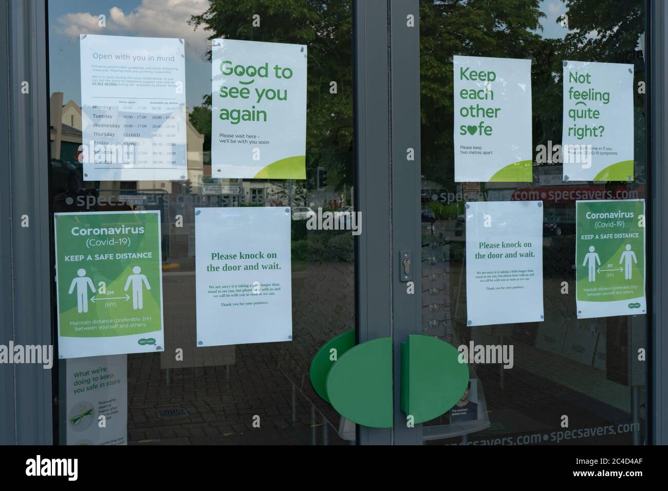Social Distancing signs in shop window during Covid-19 Pandemic. 25th ...