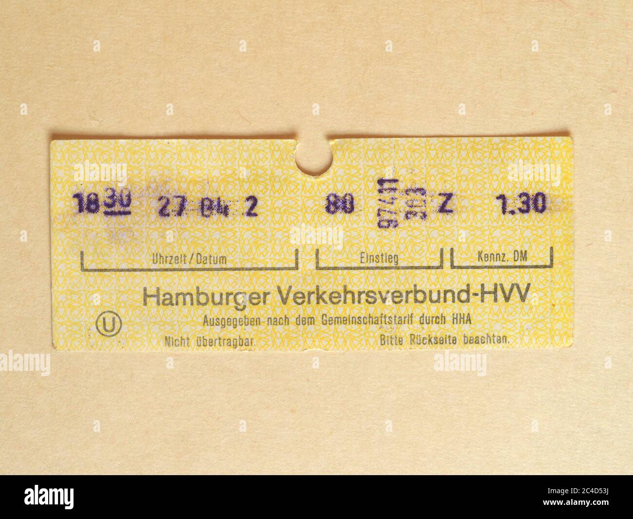 HAMBURG, GERMANY - CIRCA JUNE 2020: Vintage Hamburg public transport ticket  Stock Photo - Alamy