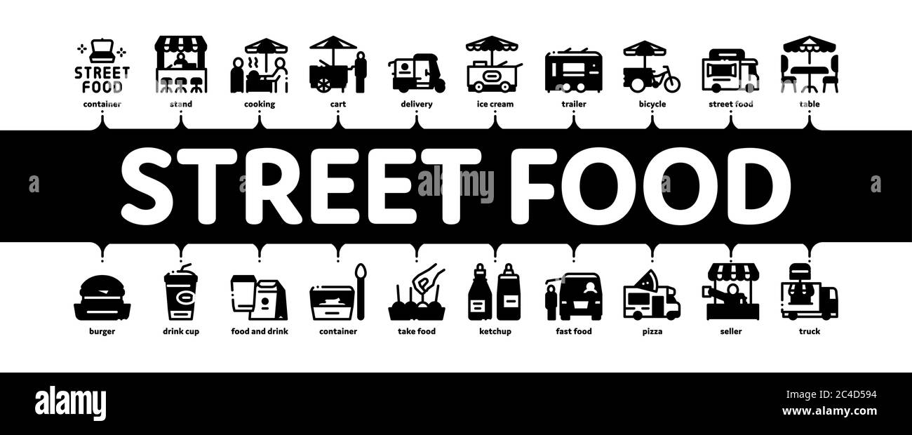 Street Food And Drink Minimal Infographic Banner Vector Stock Vector