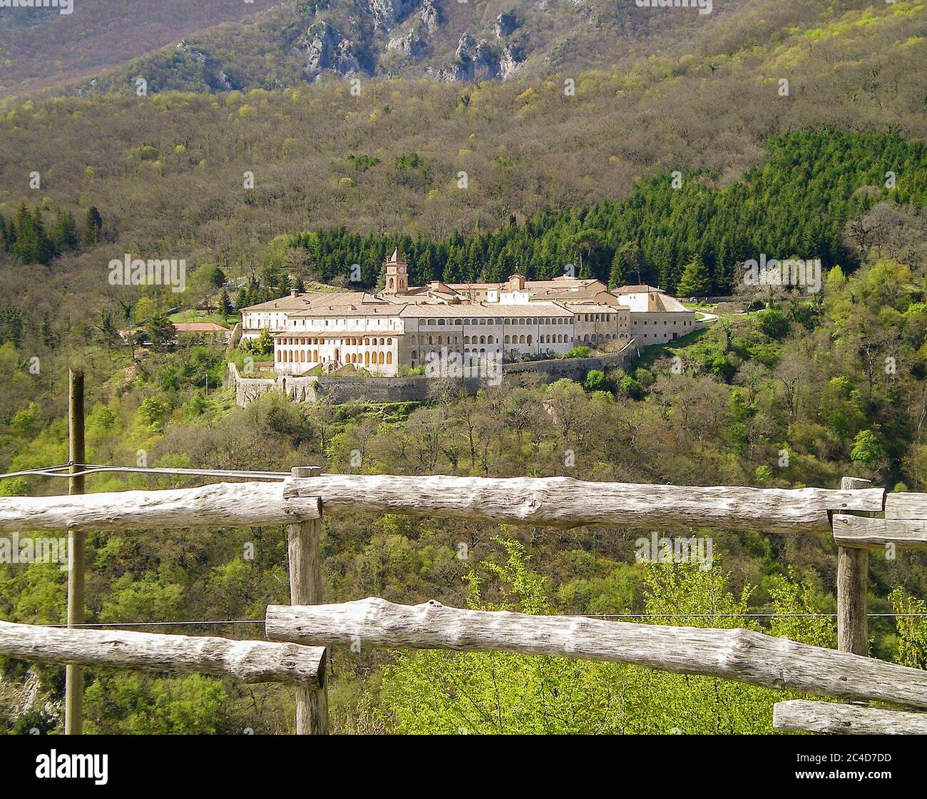 March 24, 2019 - Collepardo, Frosinone, Lazio, Italy - Trisulti Charterhouse is a former Carthusian and Cistercian monastery, in the Ernici Mountains. Stock Photo