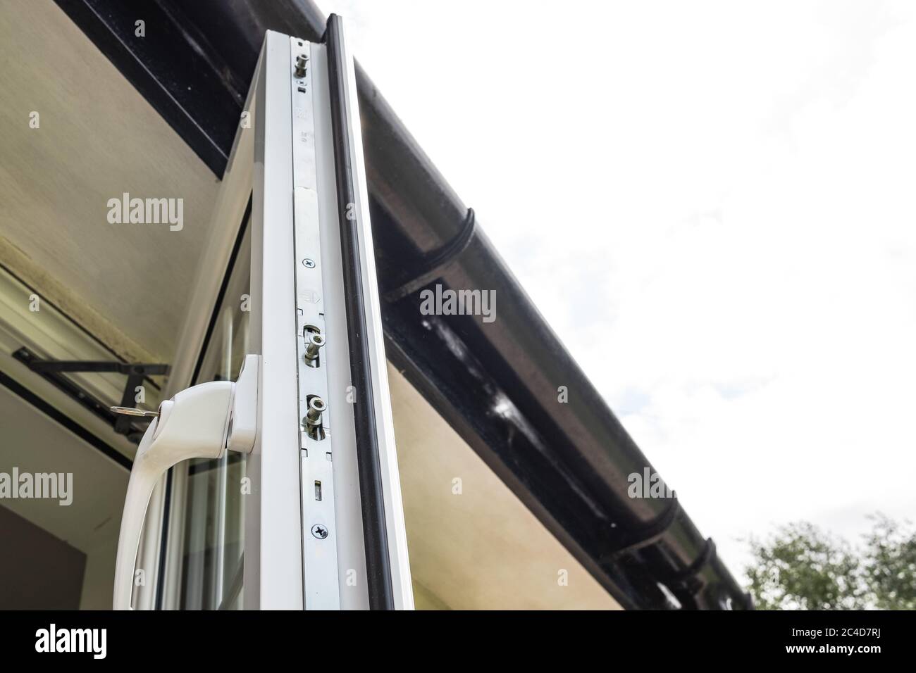 Newly installed, energy efficient double glazed window seen in the open