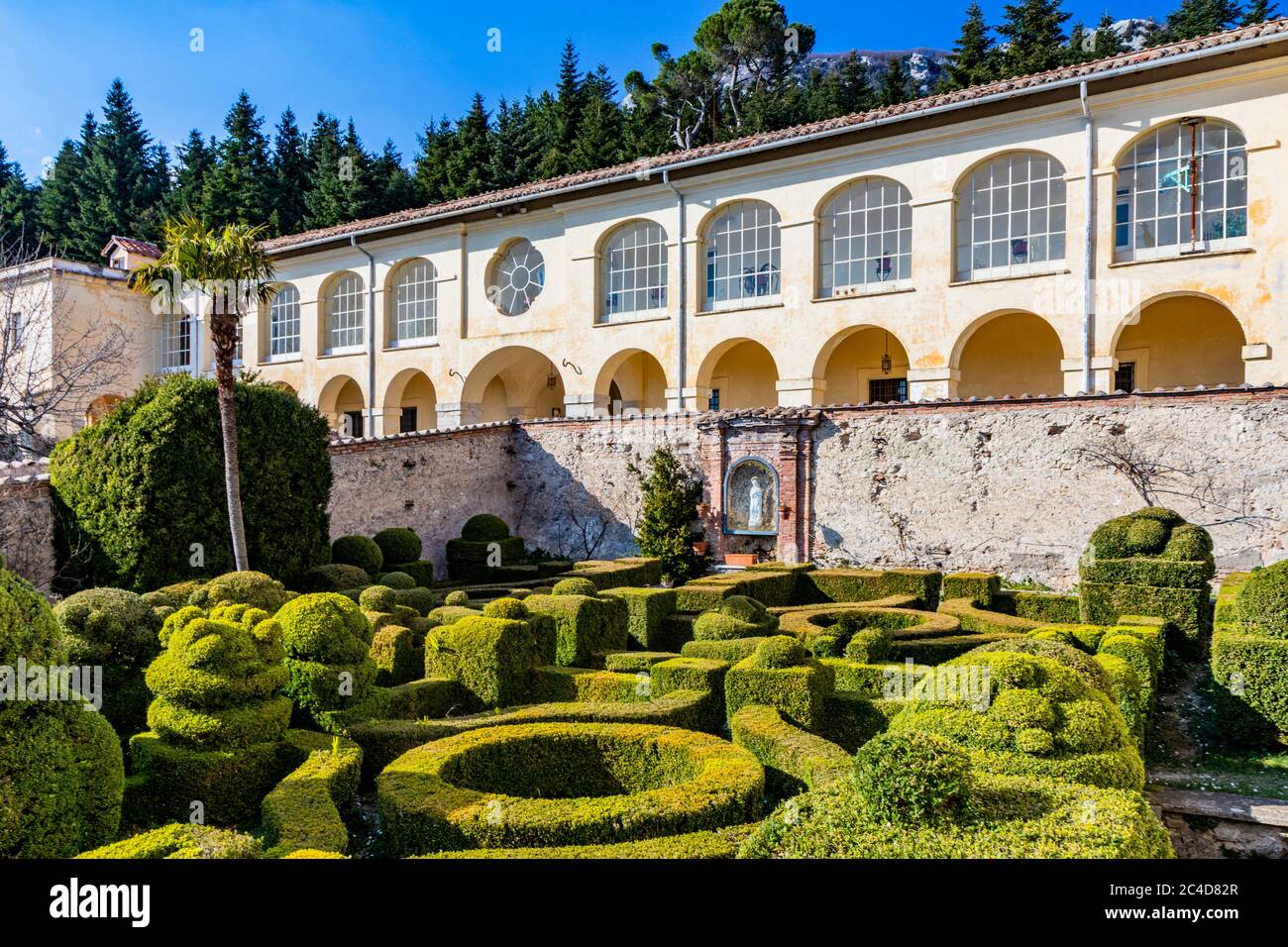 March 24, 2019 - Collepardo, Frosinone, Lazio, Italy - Trisulti Charterhouse, former Carthusian and Cistercian monastery. The garden, former vegetable Stock Photo