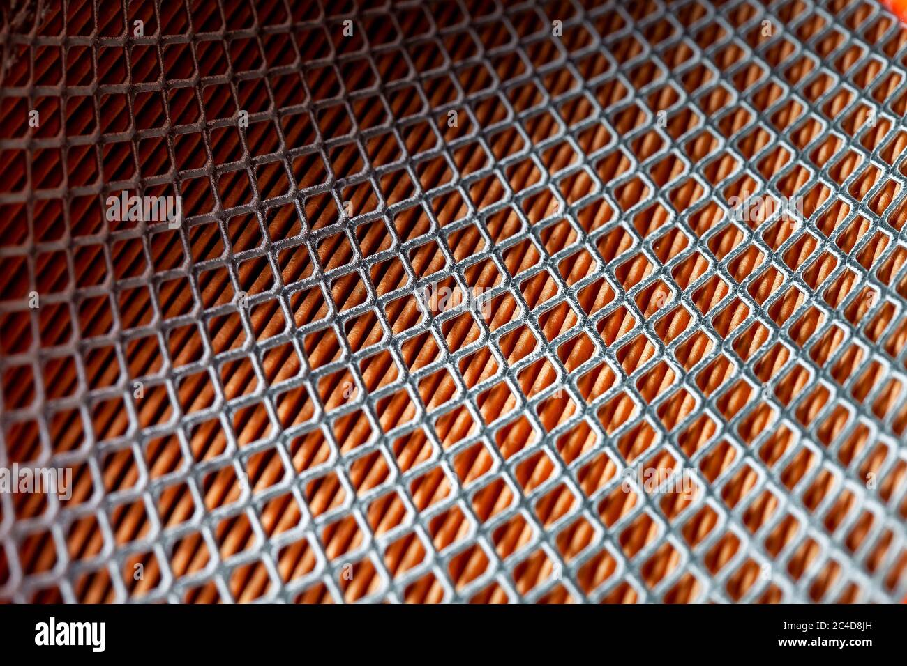 iron mesh frame of paper car air filter, closeup of spare parts with square  pattern. background on a car theme Stock Photo - Alamy