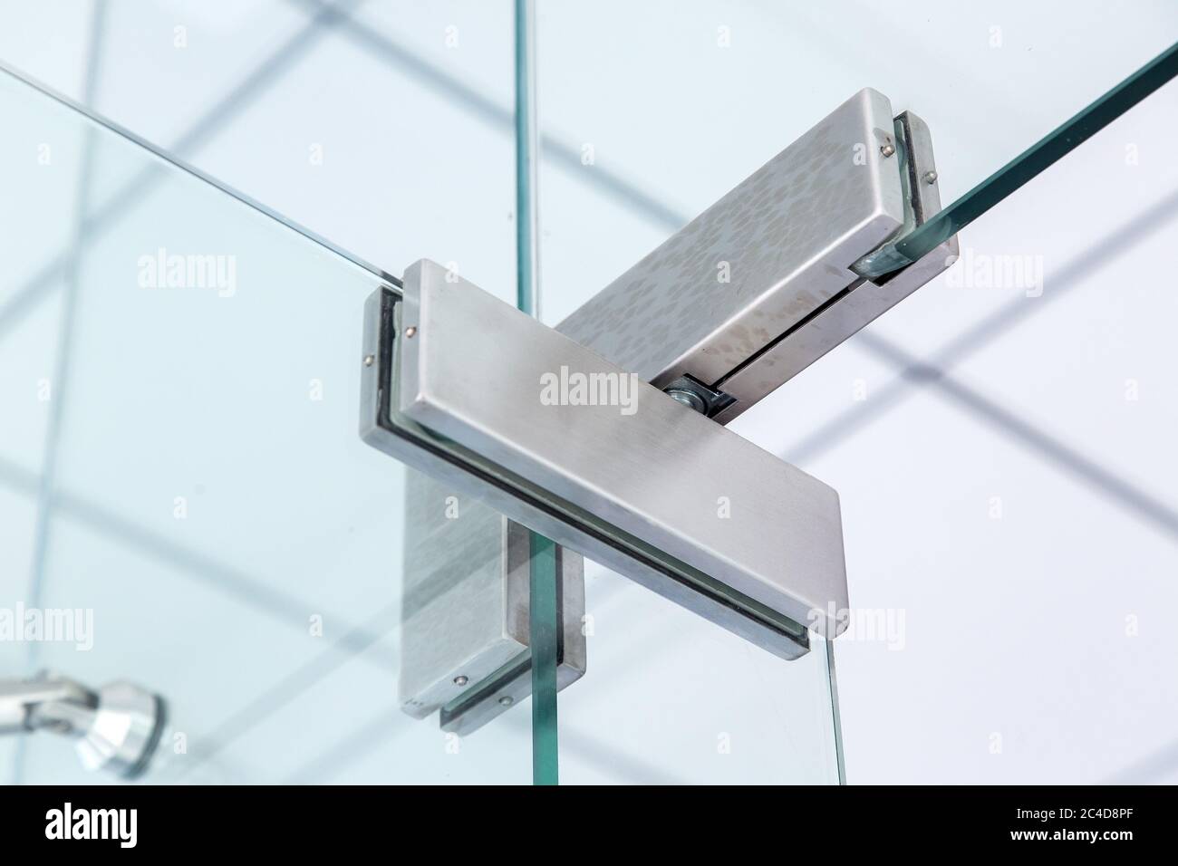 glass door hinges, close up of hinged accessories indoor Stock Photo Alamy