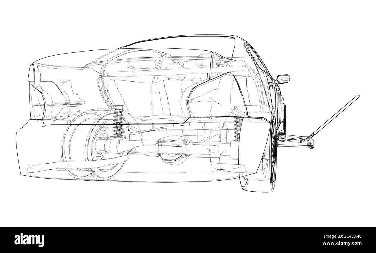 Concept car with Floor Car Jack. Vector Stock Vector Image & Art Alamy