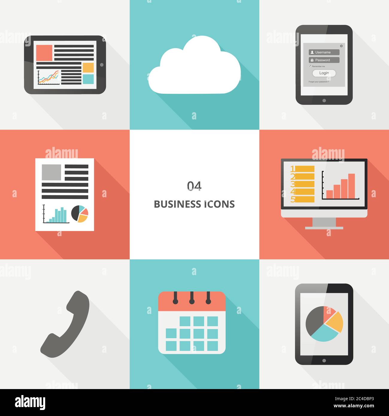 Set 04 - flat design business icons, vector illustration Stock Vector