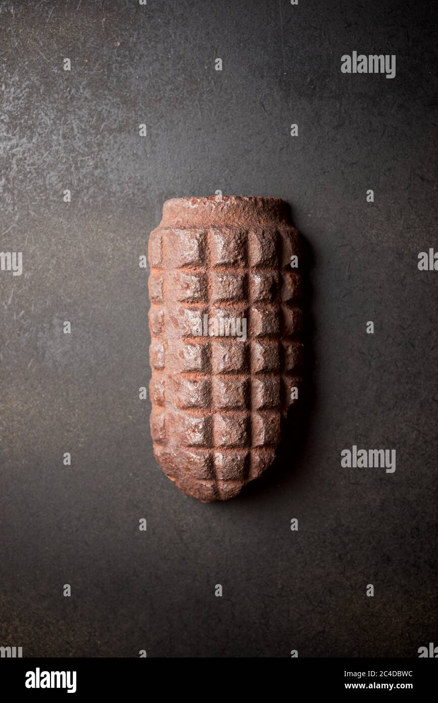 Piece of a hand grenade used in the Spanish civil war Stock Photo Alamy