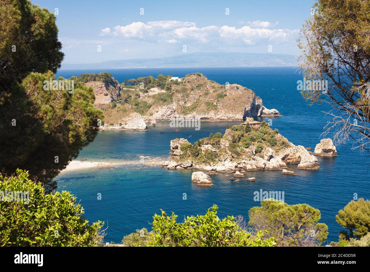 The Isola Bella island and beach in Taormina, Italy Stock Photo