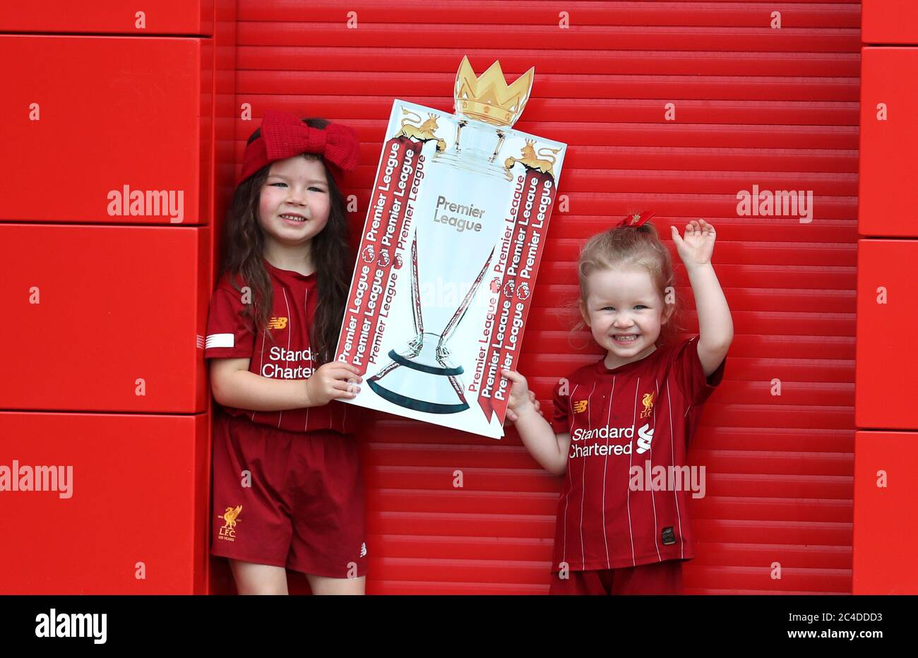 Kendall Hope, aged 5 (left) and Sadie Howard, aged 3, pose with a cardboard cutout of the