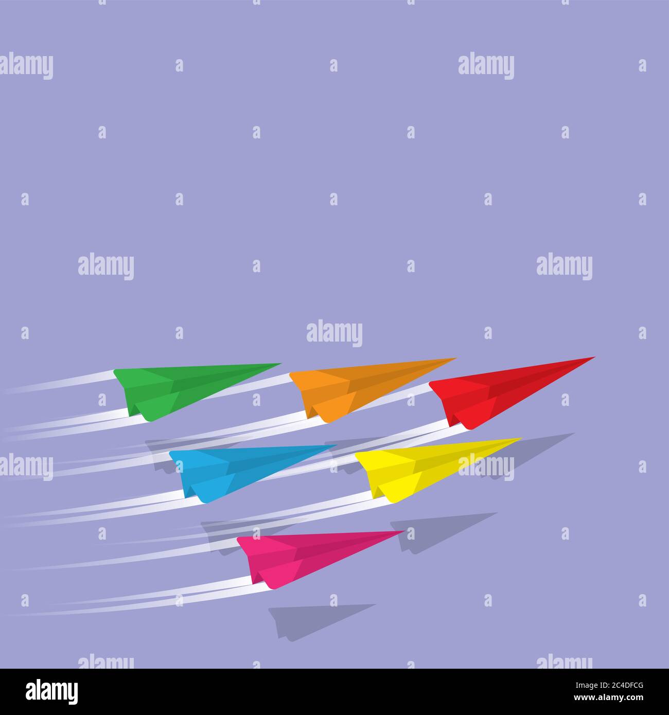 Group of simple paper planes flying as concept of unity in diversity Stock Vector