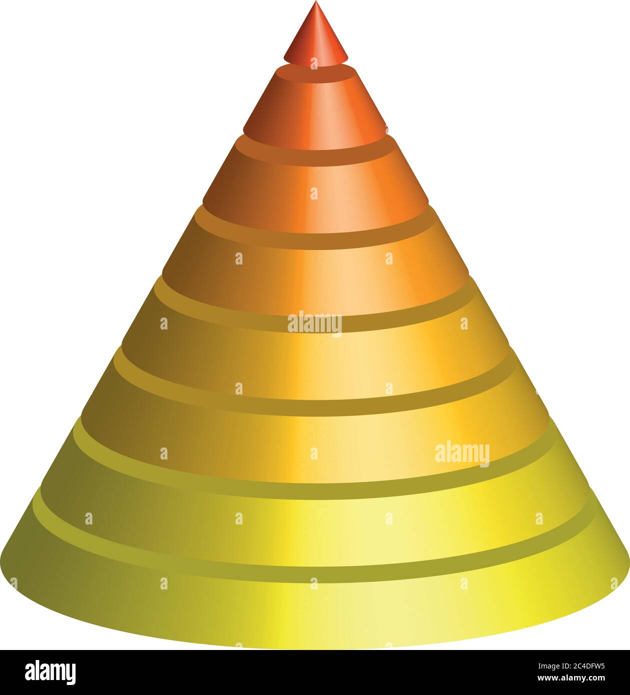 Layered cone. 3D conical pyramid of 8 multicolored layers. Vector illustration. Stock Vector