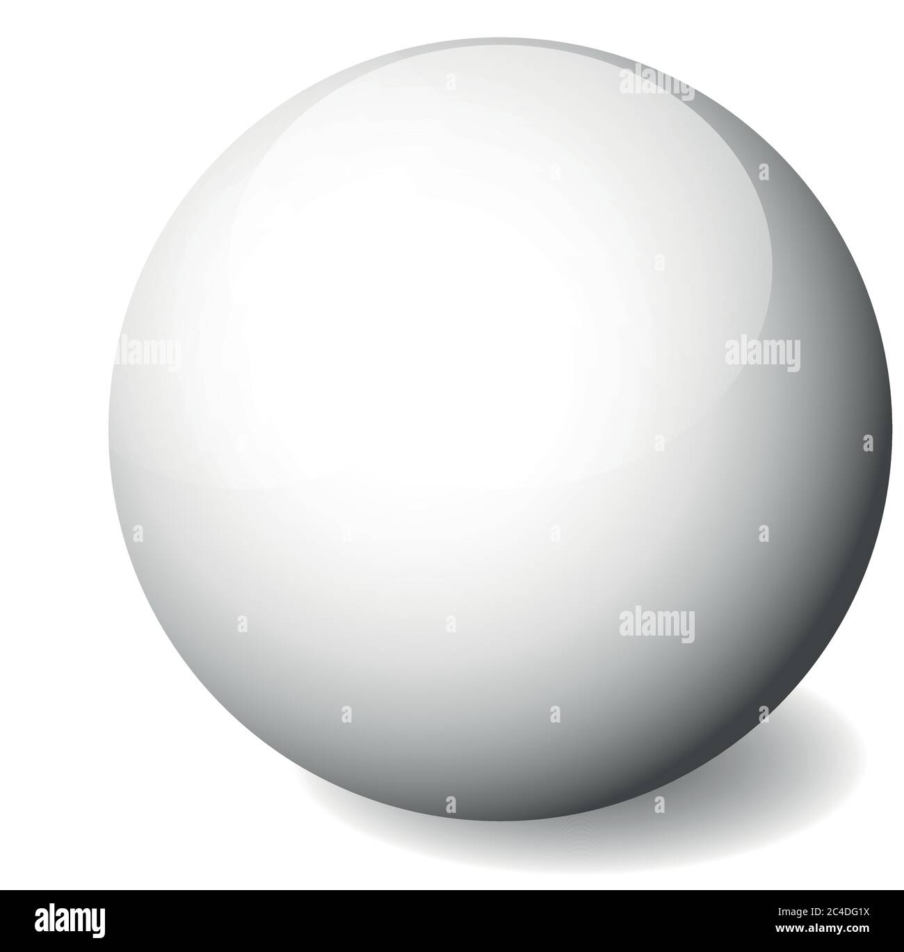 White glossy sphere, ball or orb. 3D vector object with dropped shadow ...