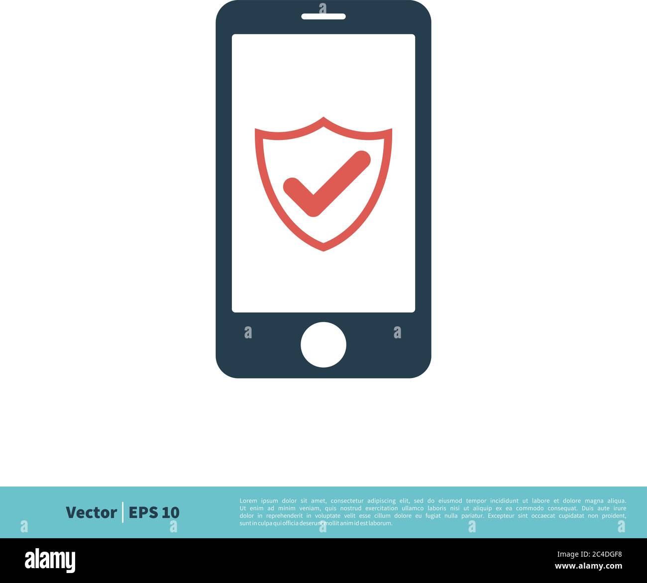 Shield Check Mark Smartphone Icon Vector Logo Template Illustration ...