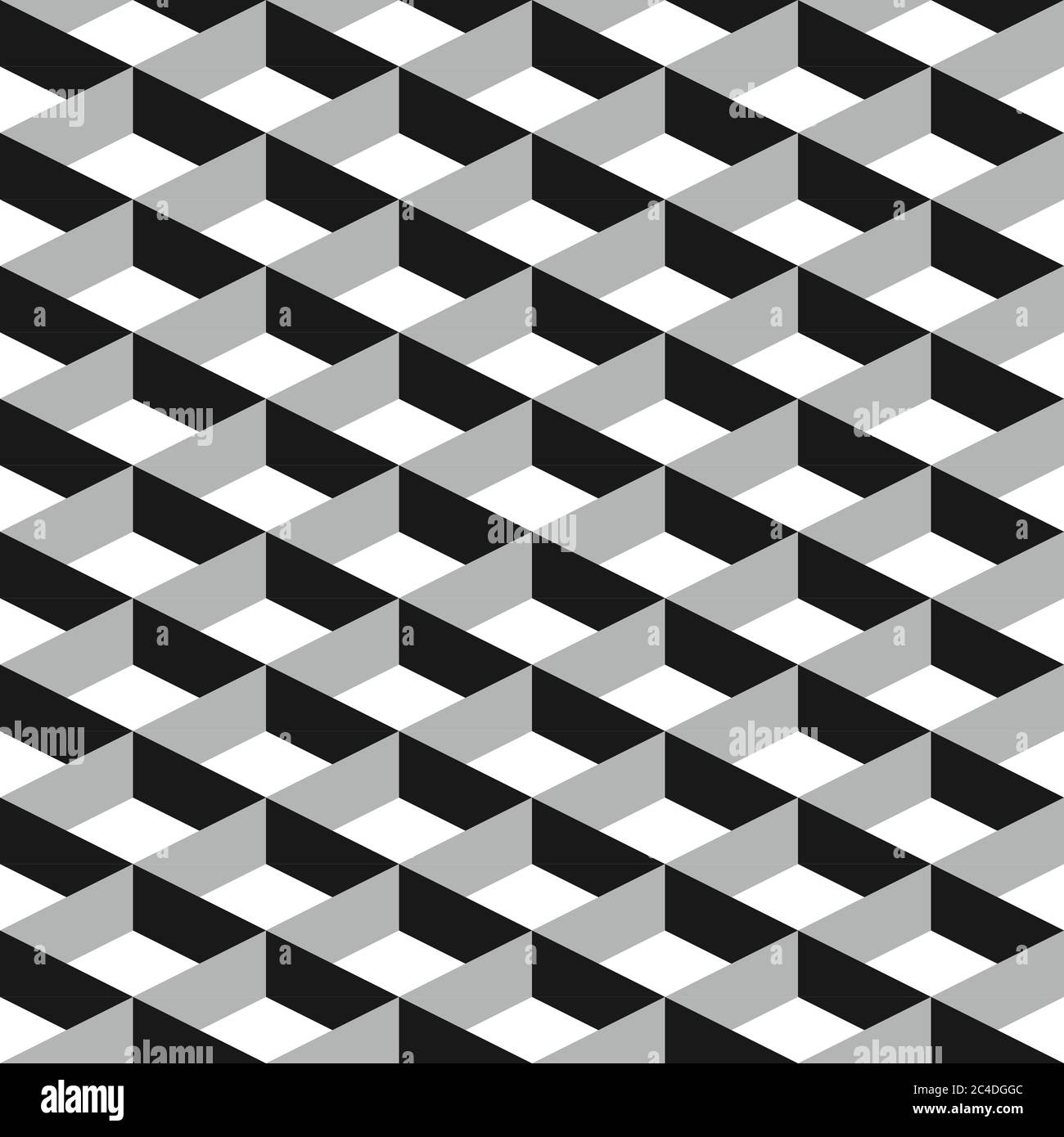 3D vector abstract seamless pattern. Grey grid. Stock Vector
