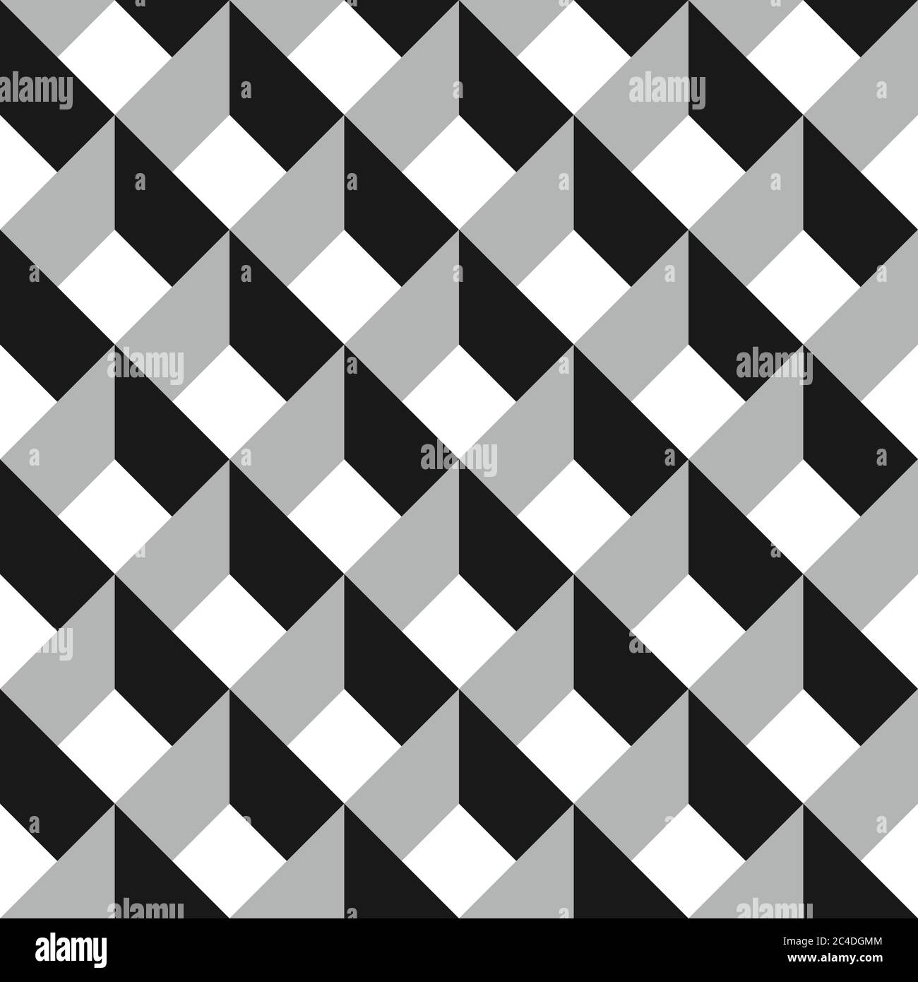 3D vector abstract seamless pattern. Grey grid. Stock Vector