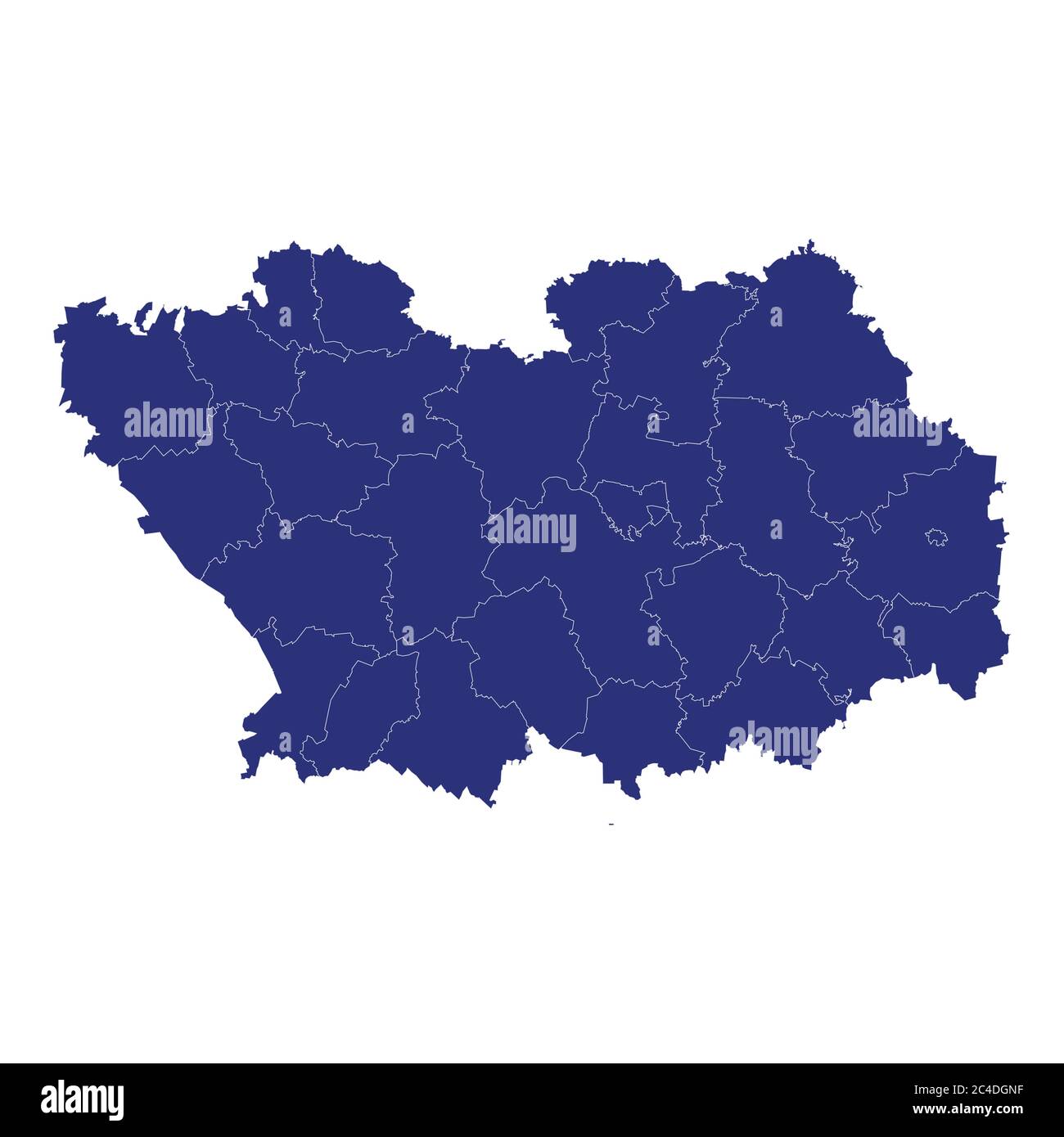 High Quality map of Penza Oblast is a region of Russia with borders of the districts Stock Vector