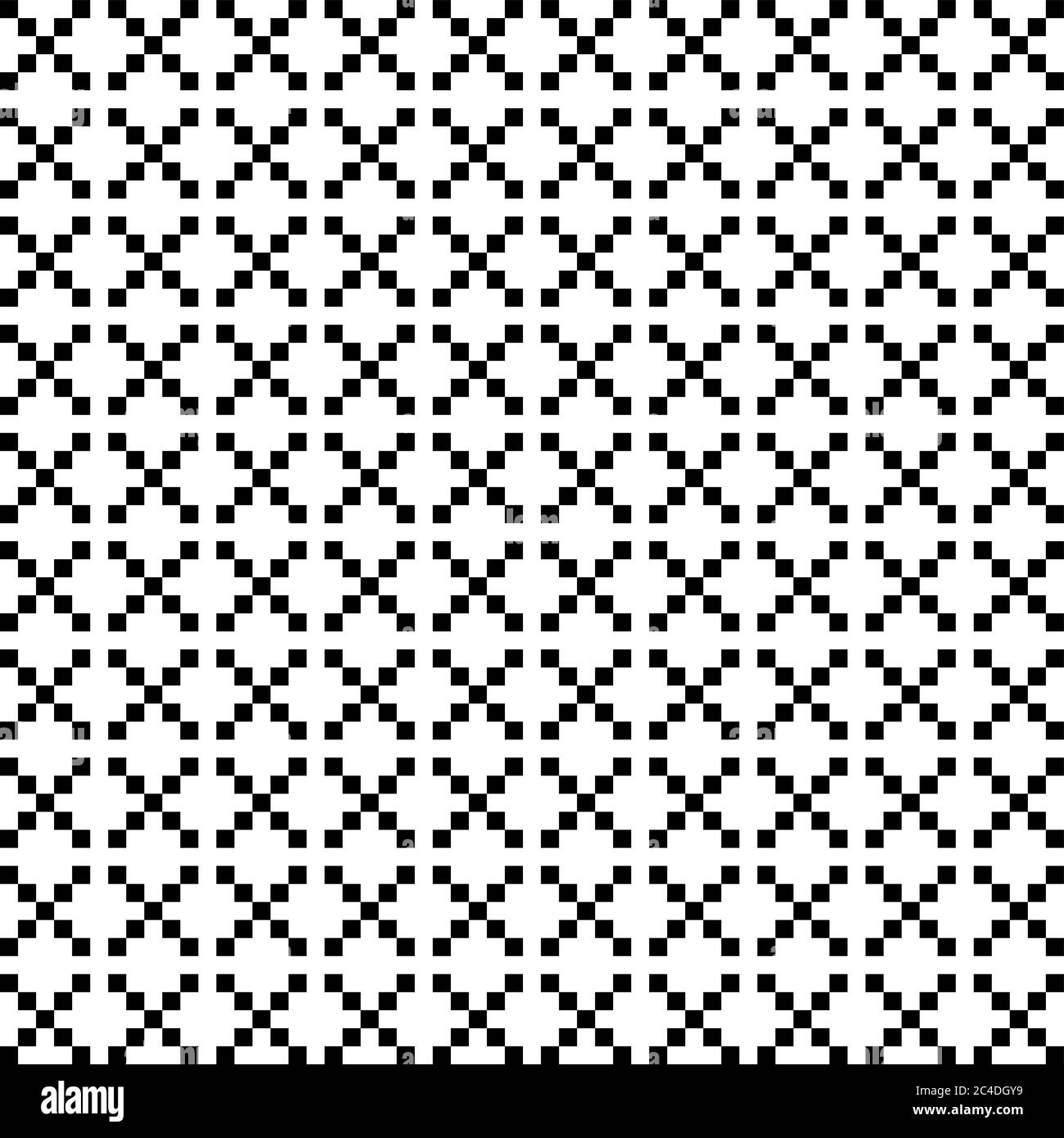 Pixel style vector seamless pattern. White black ornaments on white ...