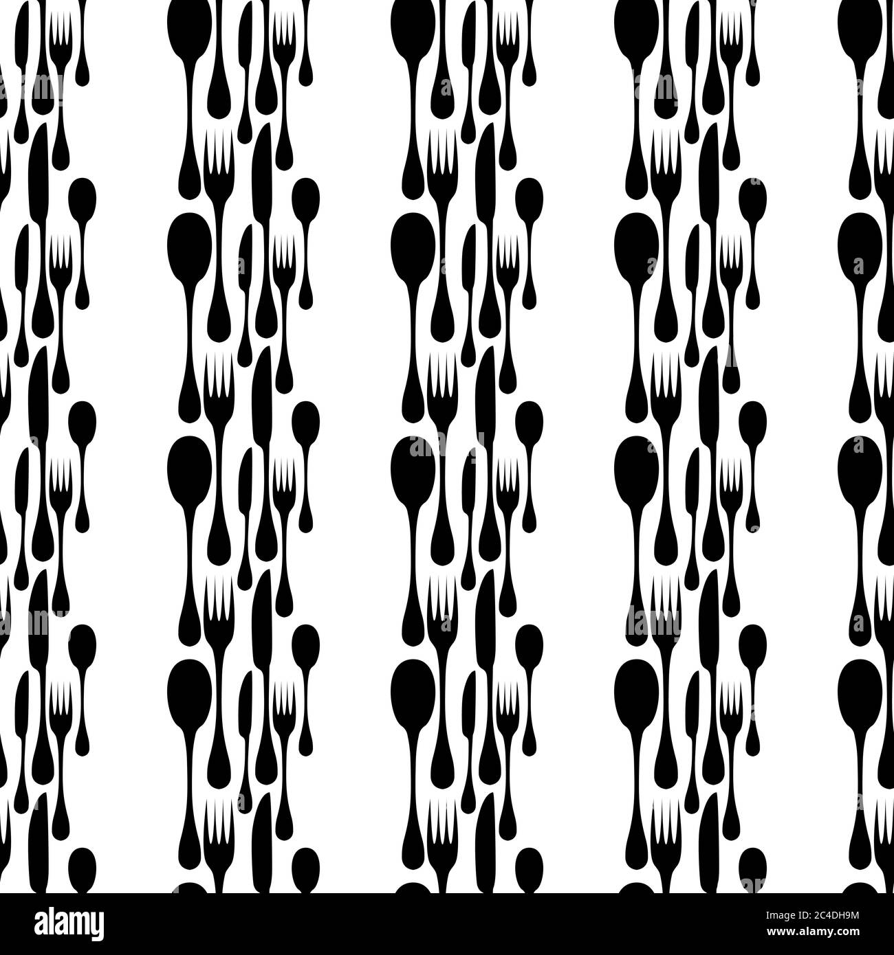 Cutlery seamless vector pattern. Silverware hand implements - spoon