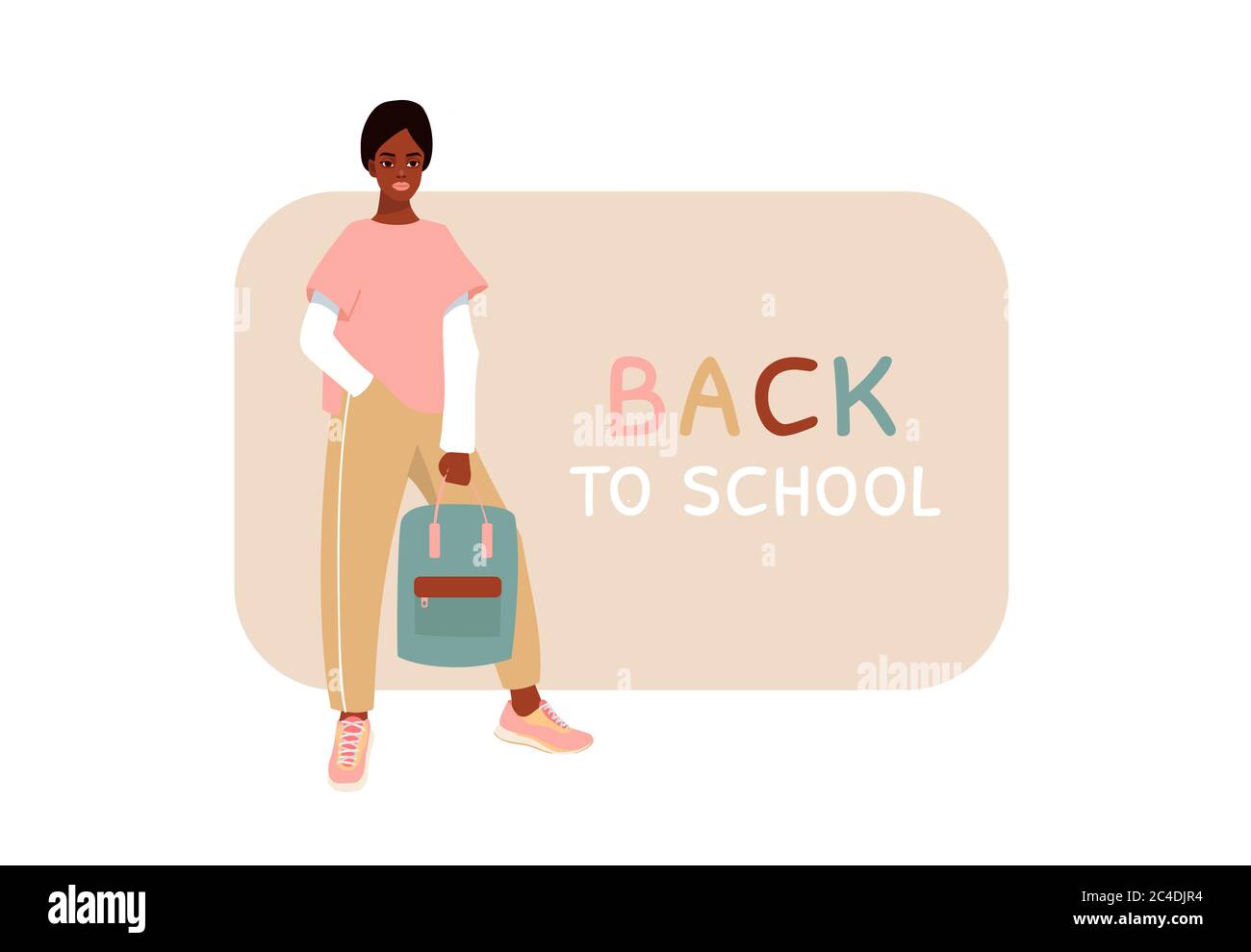 Young girl with a backpacks vector illustration Stock Vector Image