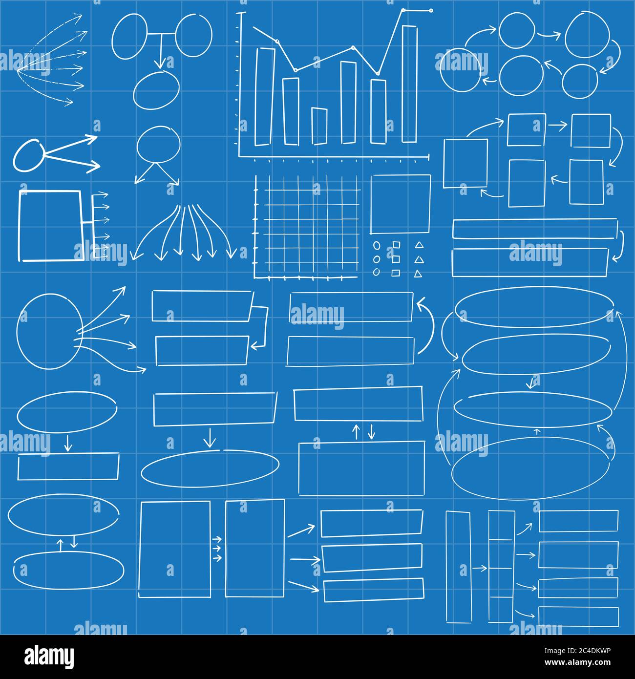 Hand drawn diagram infographic circles and rectangles abstract doodle ...