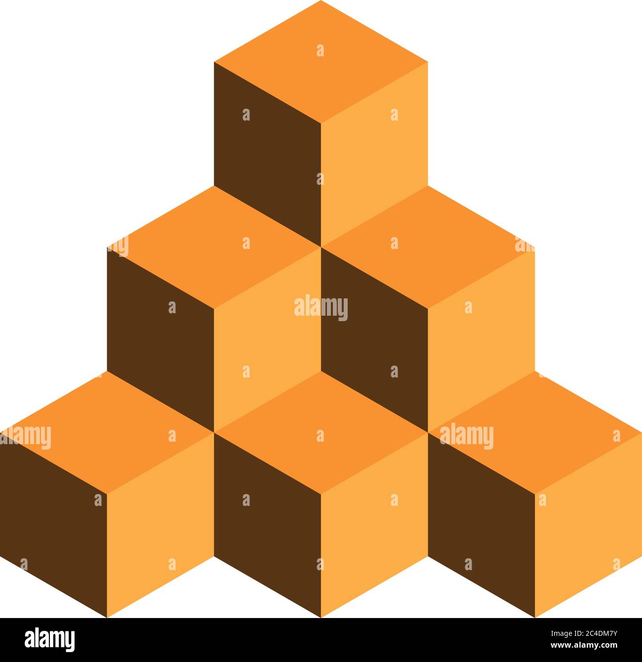 Pyramid of gold cubes. 3D vector illustration isolated on white ...