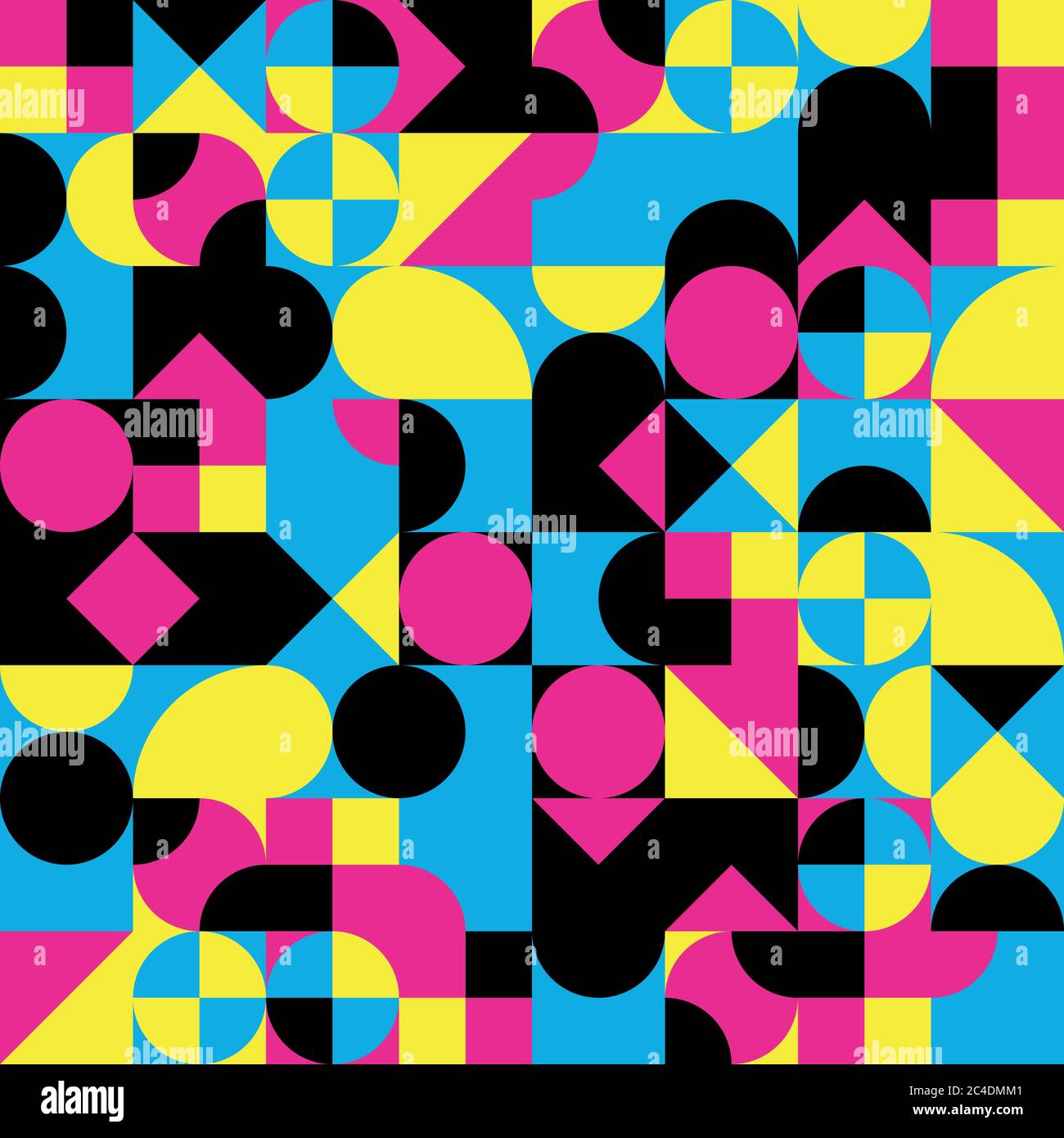 Abstract geometric retro design. Vector seamless pattern in CMYK colors. Stock Vector