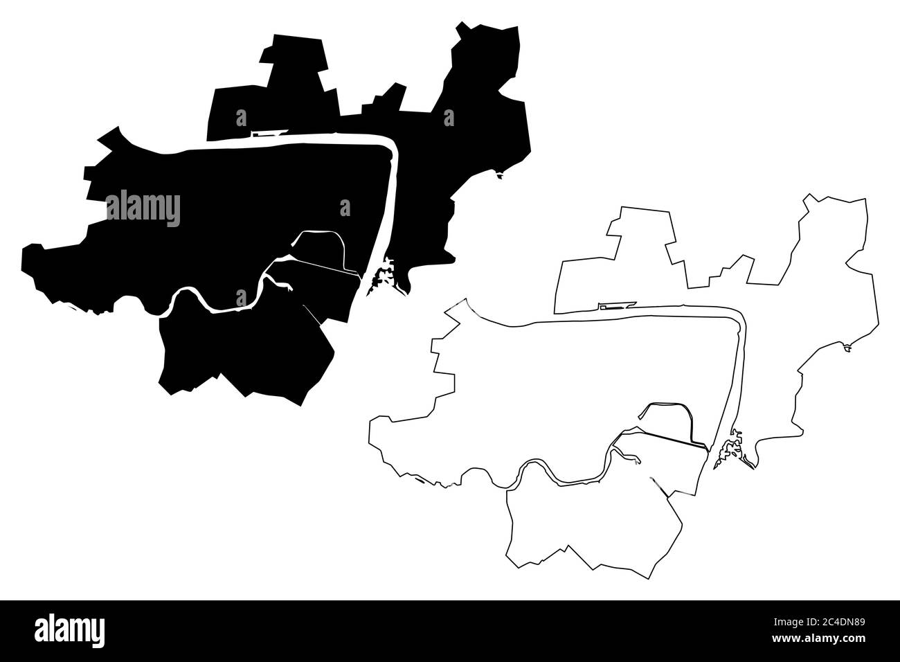 Hai Duong City Socialist Republic Of Vietnam Map Vector Illustration