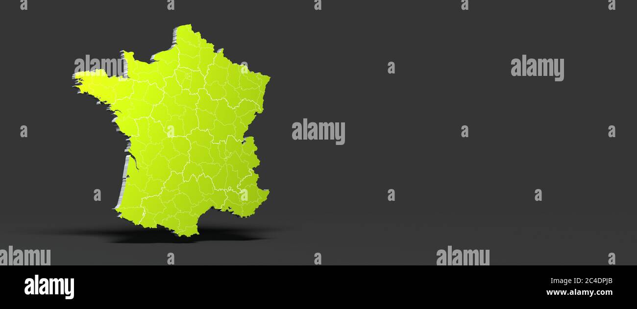 green Black and white map of France on grey background Stock Photo