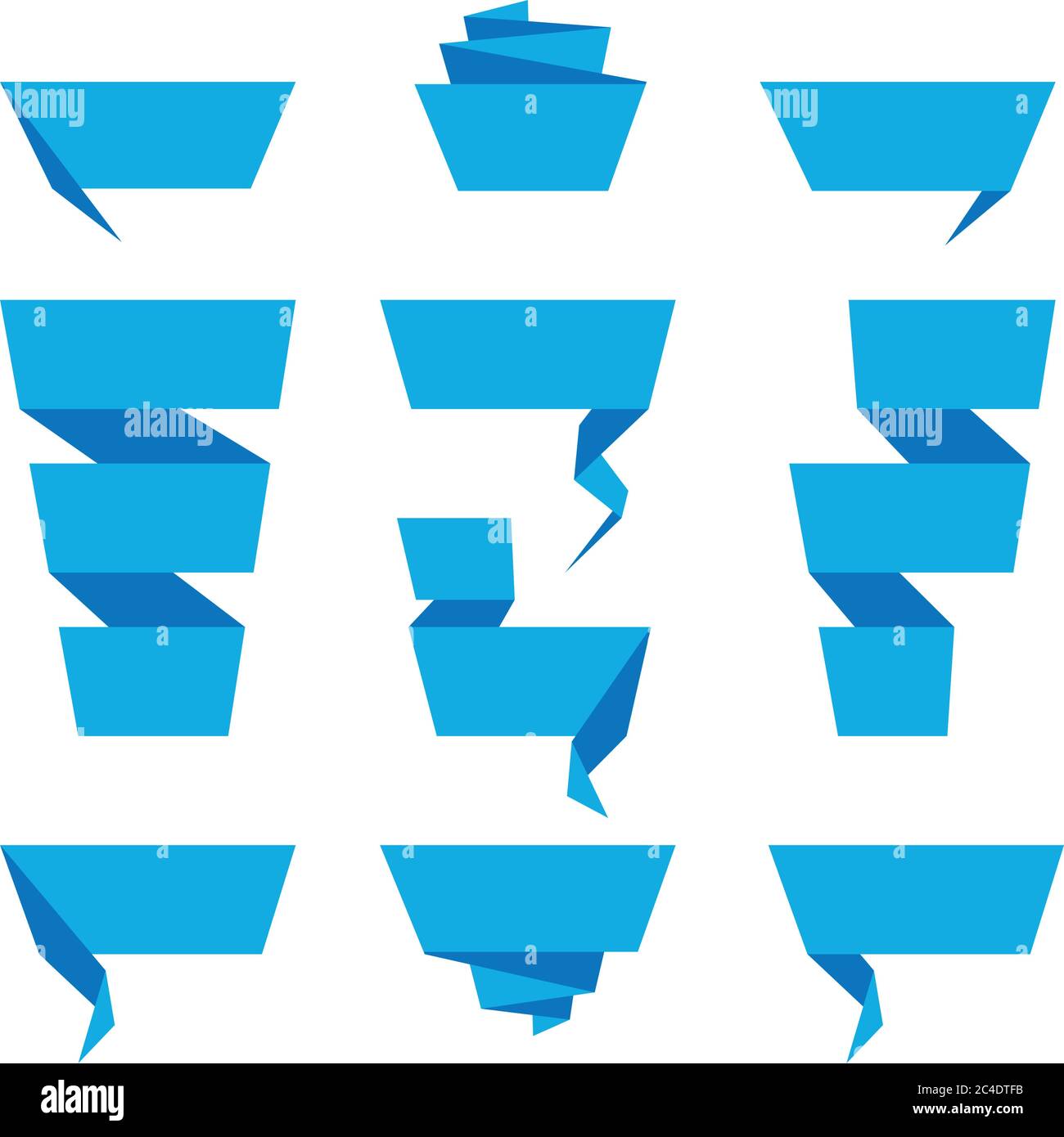Folded ribbon banner set. Collection of blue label templates. Vector ...