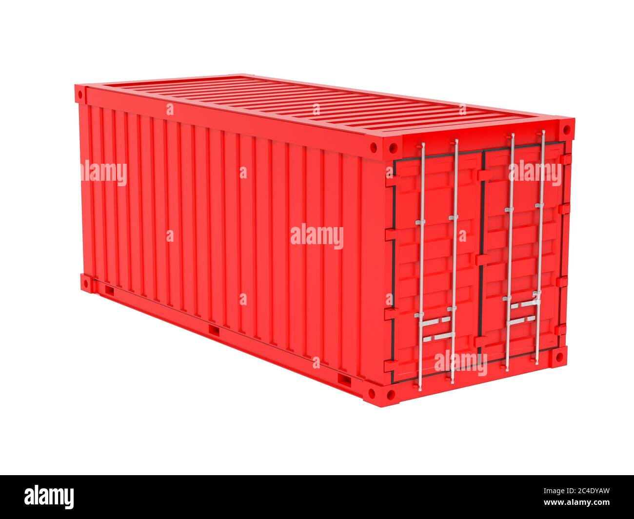 Shipping freight container. Red intermodal container. 3d rendering ...