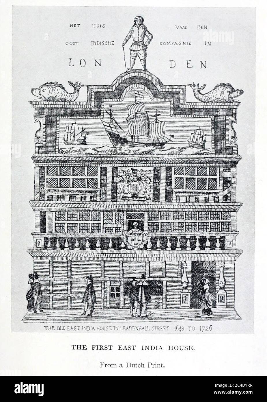 The first East India House in Leadenhall Street, London, from 1648 to 1726. Stock Photo