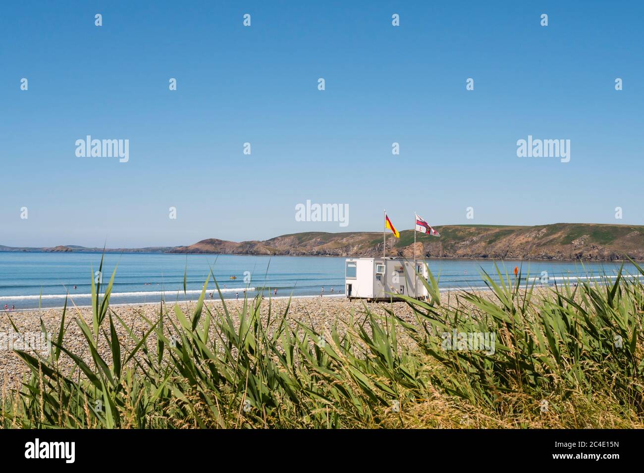 Lifeguards at Newgale St Brides Bay Haverfordwest Pembrokeshire  Wales Stock Photo