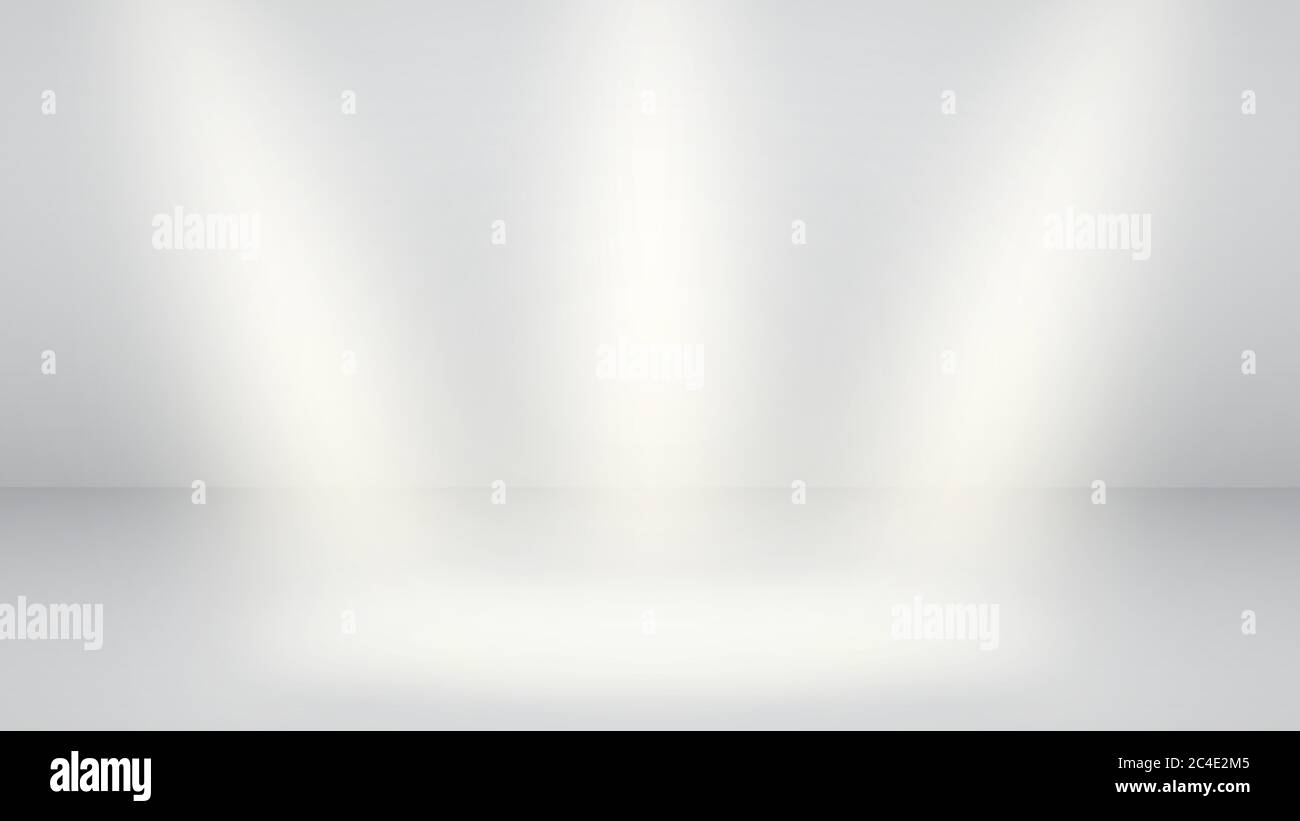 White empty studio background with three rays of light Stock Vector
