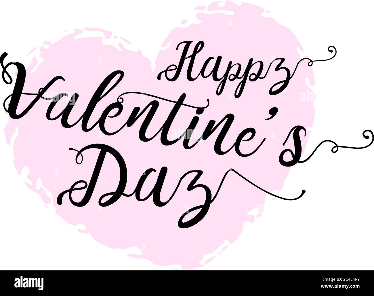 Happy Valentines Day card with calligraphy text and pink heart on the ...