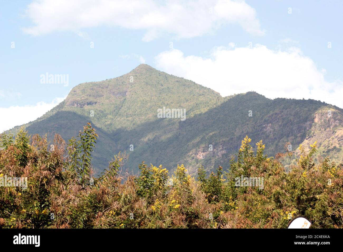 Mount Moroto slopes pictured overlooking Moroto town in Uganda Stock