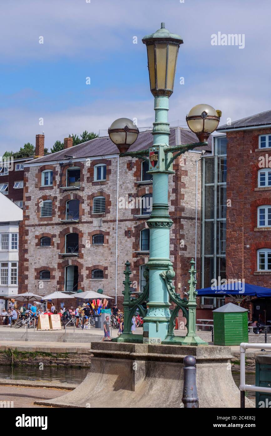 Old bonded warehouses now craft shops River Exe Exeter Quay Exeter Devon England Stock Photo