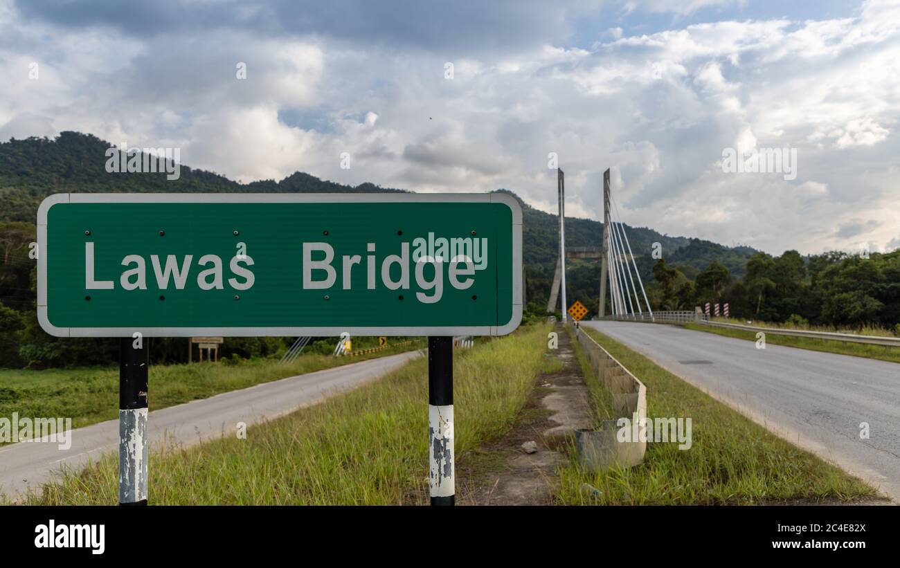 Lawas, Sarawak, Malaysia Sign "Lawas Bridge" at the new Batang Lawas