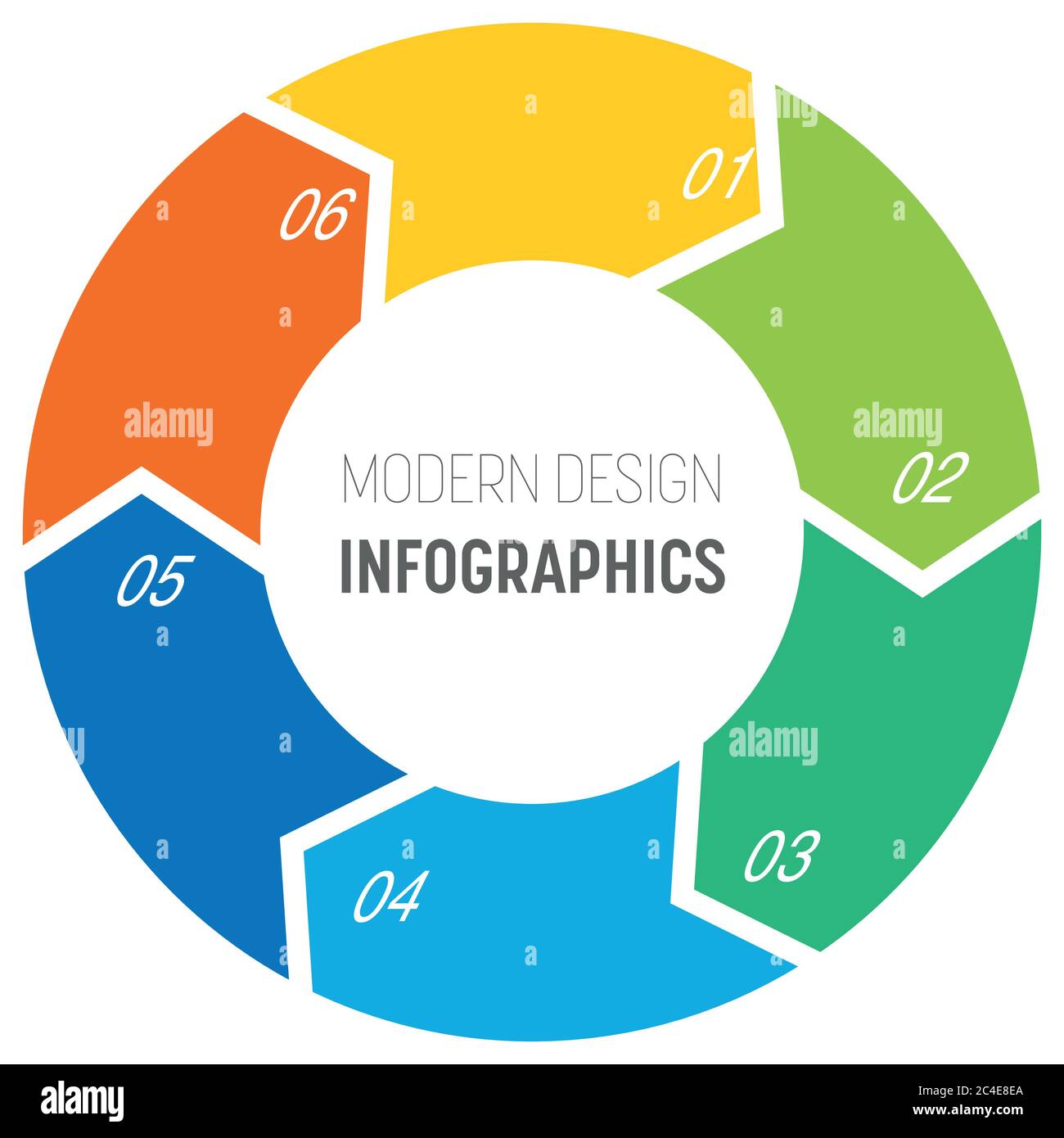 6step Process Modern Infographic Diagram Graph Template Of Four Arrows In The Circle Business 5950