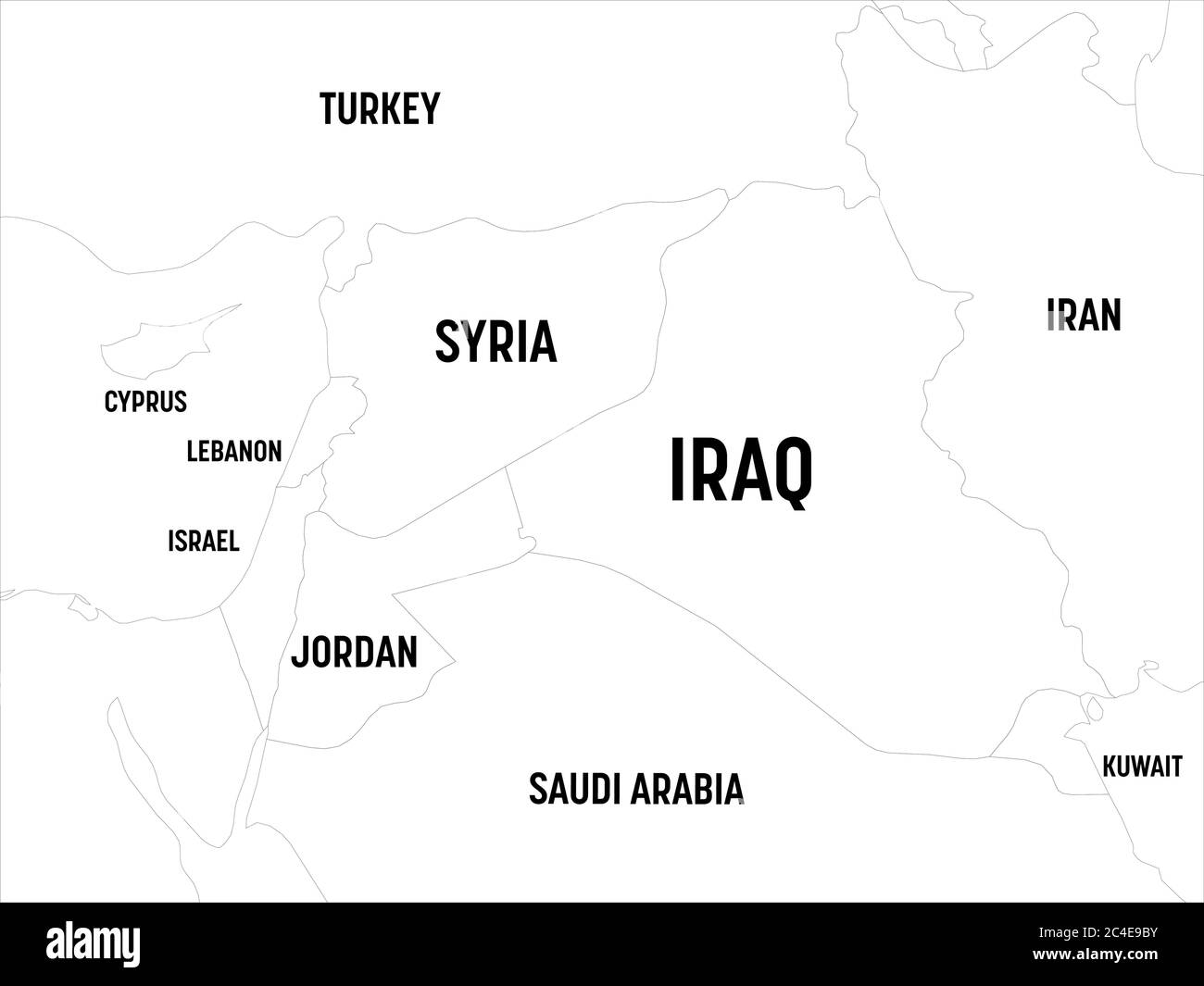 Middle East map. High detailed political map of Middle East and Arabian