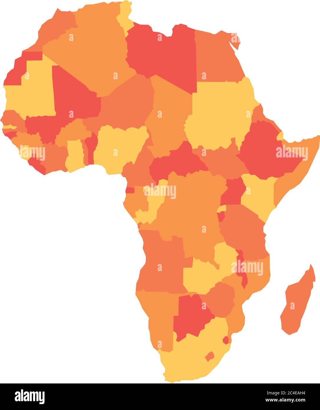Orange political map of Africa. Vector illustration. Stock Vector