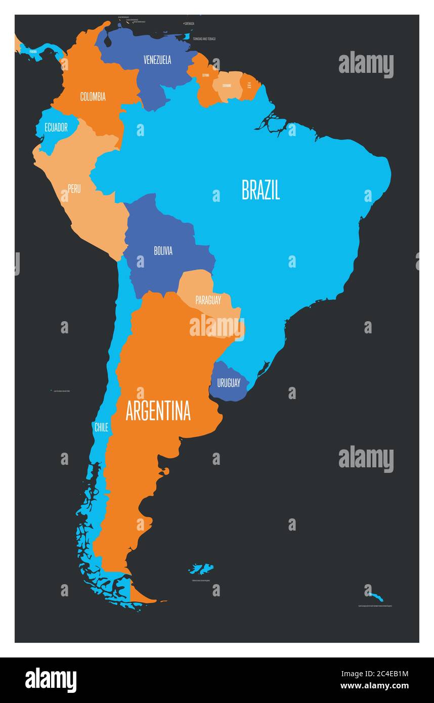 Political map of South America. Vector illustration. Stock Vector