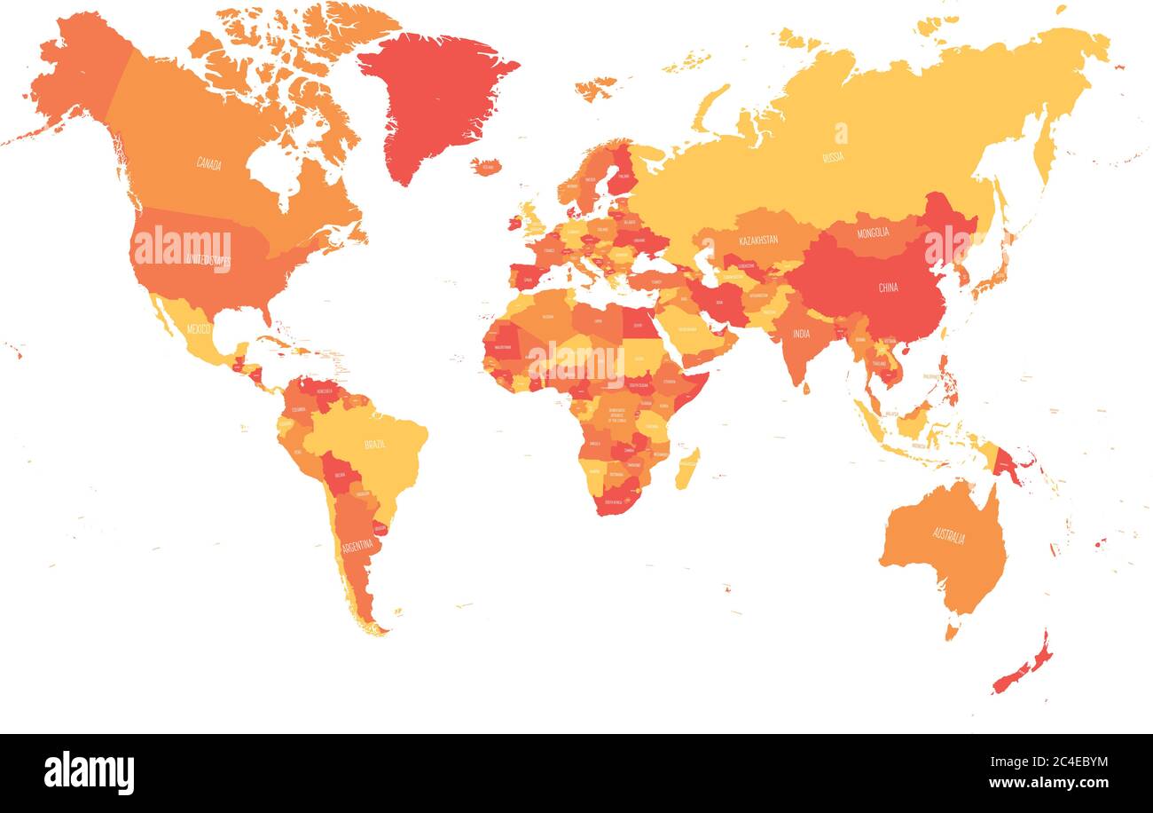 Geopolitical World map. High detail political map with country names. Vector illustration Stock