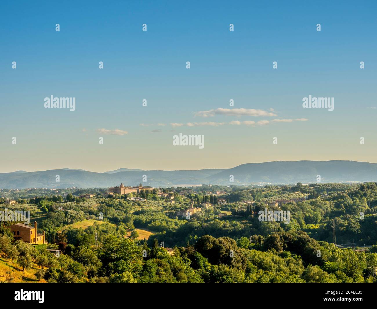Monastero di Sant'Eugenio  in the Tuscany countryside. Siena. Italy. Stock Photo
