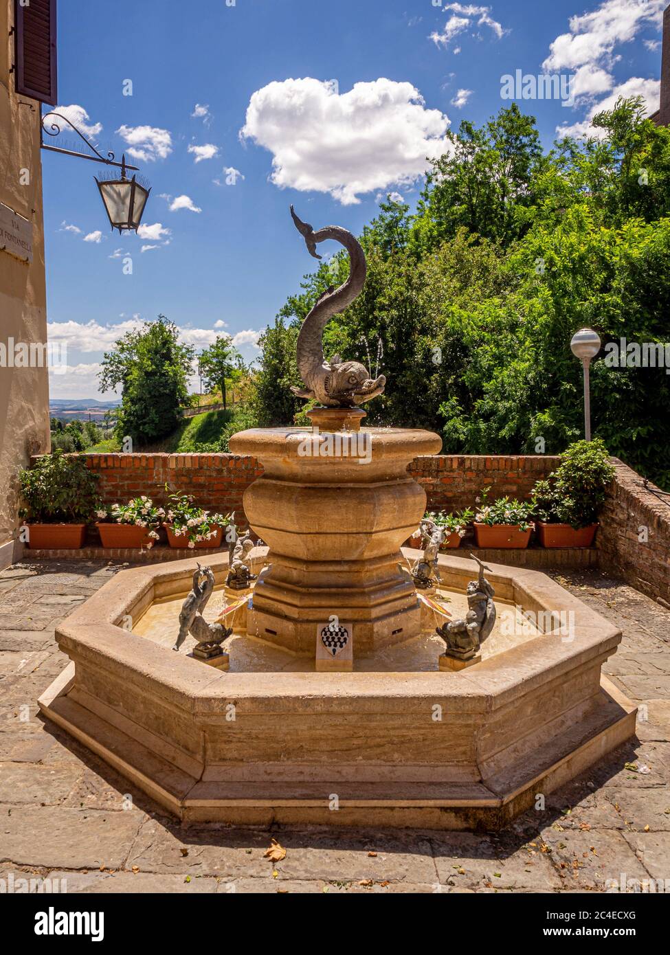 Fonte di Fontanella, fountain in the Onda contrada district of Siena. Italy. Stock Photo