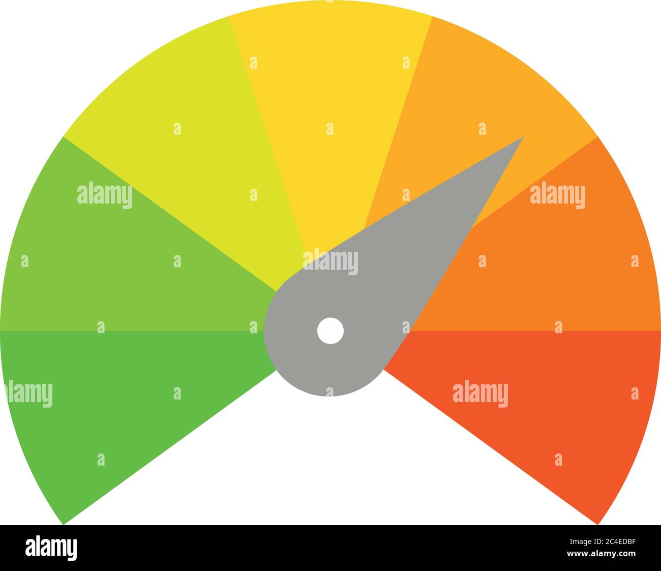 Radial gauge scale from red to green with arrow hand pointer ...