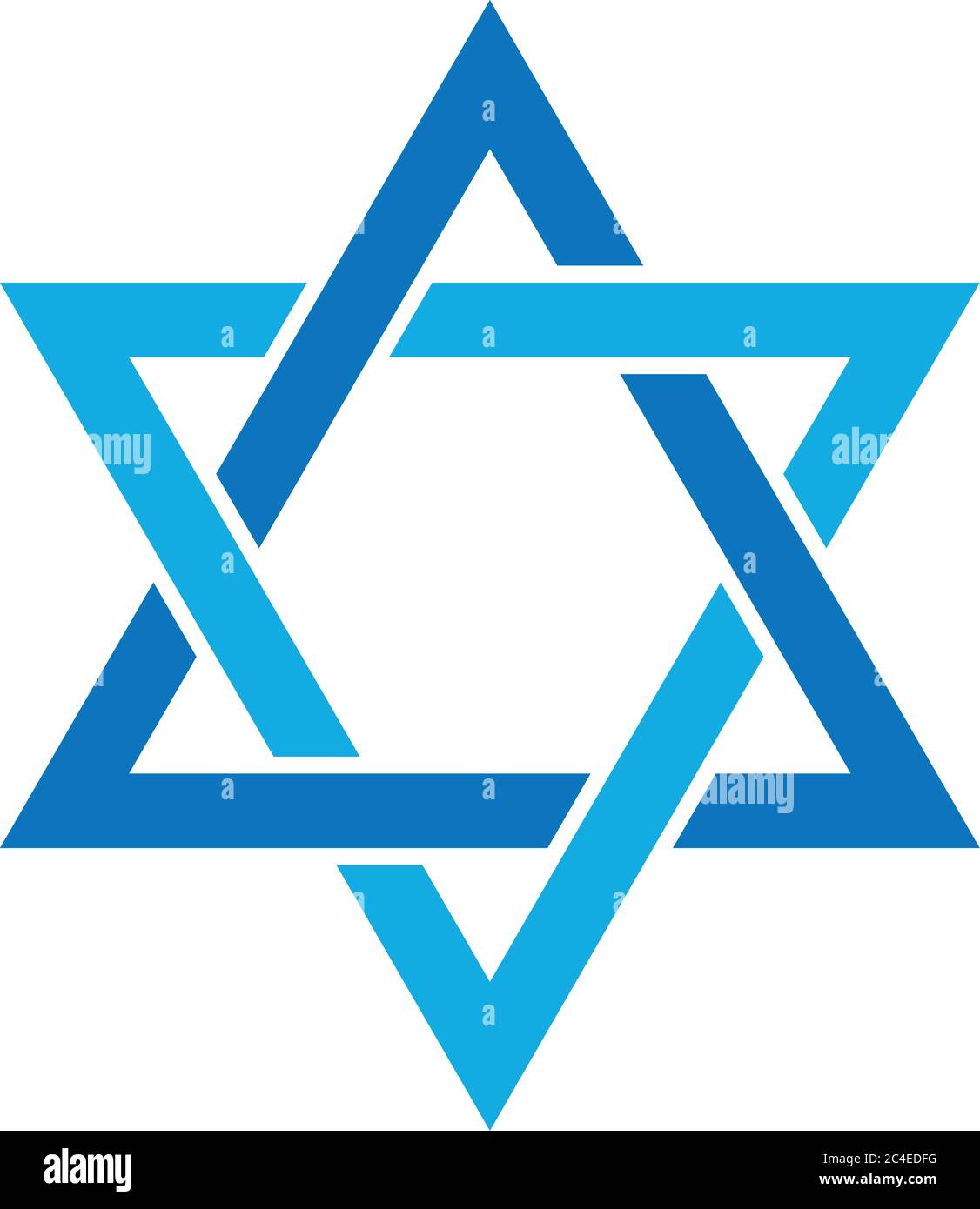 Star of David. Hexagram sign. Symbol of Jewish identity and Judaism. Simple flat blue illustration. Stock Vector