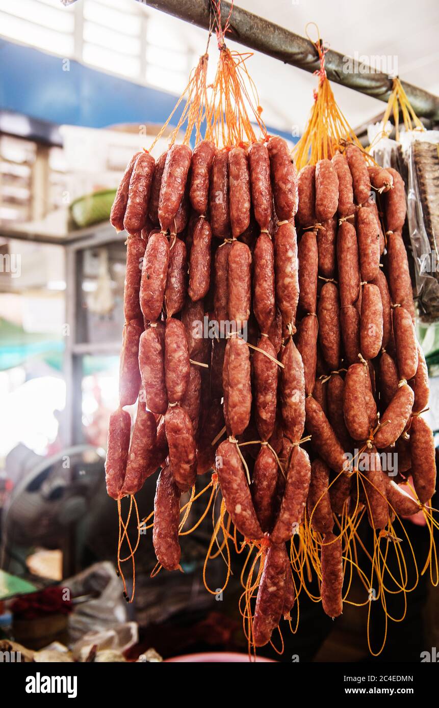 meat for sale at central market, Phnom Penh, Cambodia, Southeast Asia
