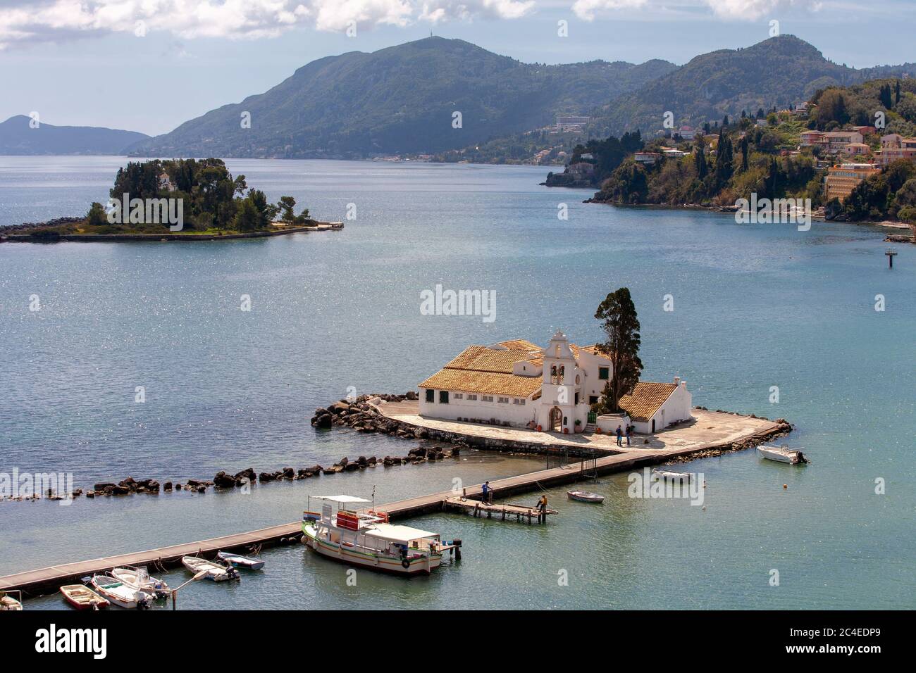 The Panagia Vlacherna Monastery of Panayia church with the Mouse Island ...